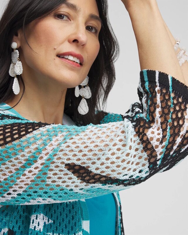 Palms Printed Mesh Cardigan - image 4